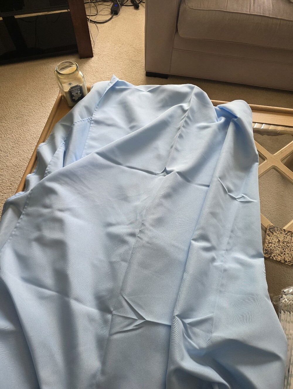 8 Light Blue Tablecloth.  60× 126 Inches. Quantity 8.